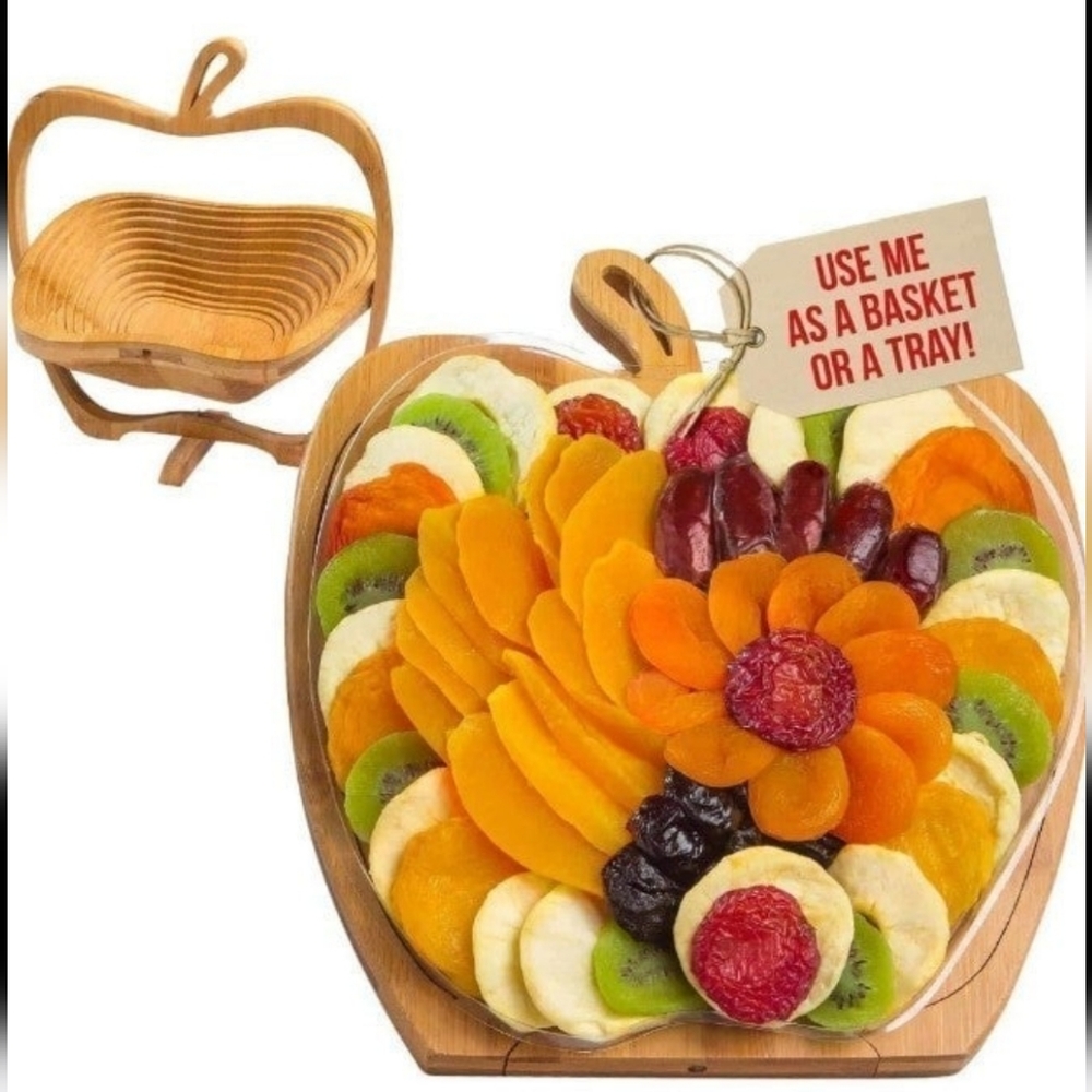 Collapsible Folding Wooden Bamboo Fruit Basket With Apple Shaped